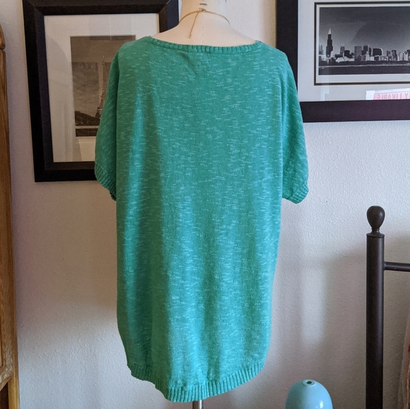 {Eileen Fisher} Short Sleeve Green Sweater Size L - Picture 4 of 6